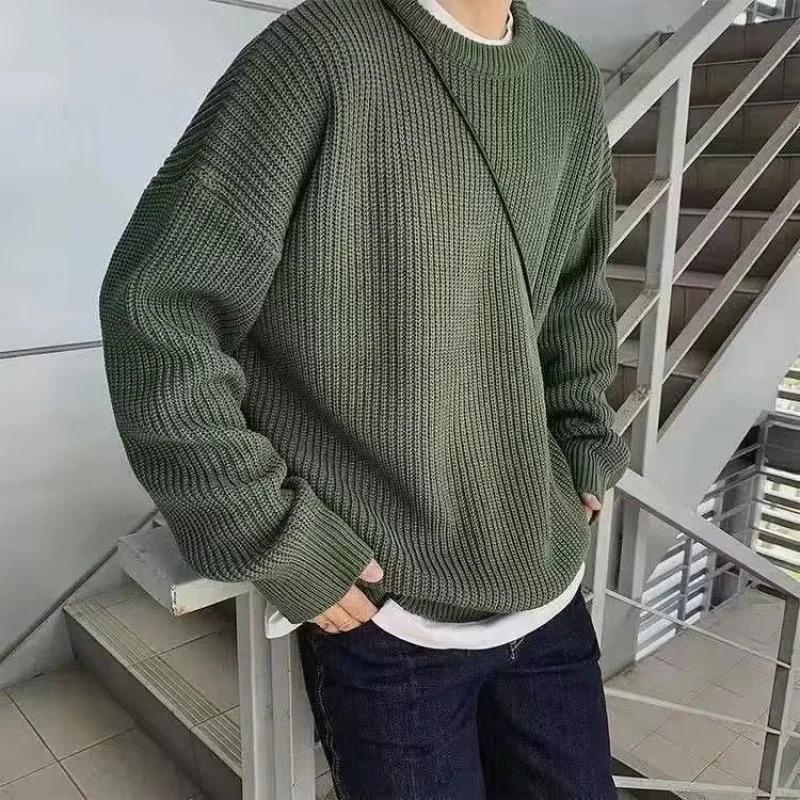 Sweaters Loose Knitted Sweater Men Round Neck Autumn Winter Lazy Style Versatile Sweater Casual Mens Clothes