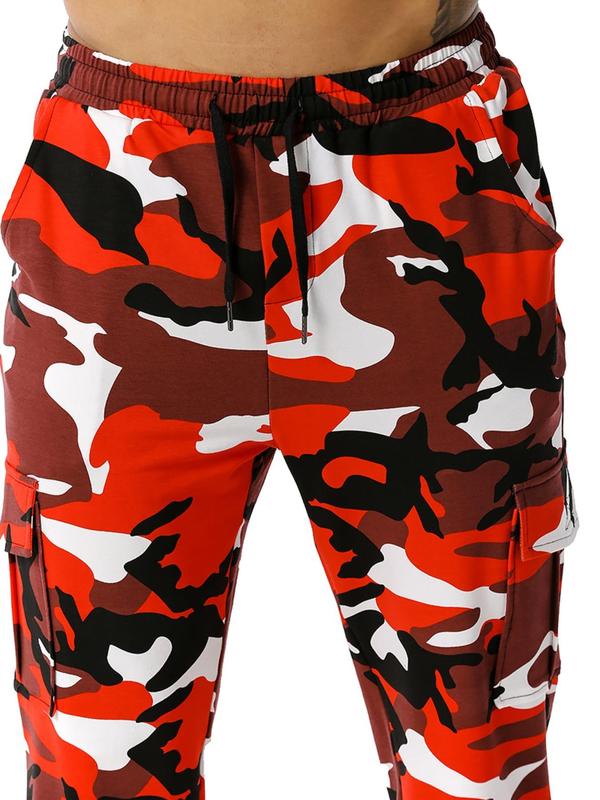 Men's Camo Print Drawstring Waist Jogger Pants, Regular Fit Casual Comfy Flap Pocket Sweatpants for Outdoor Daily Wear, Men's Trousers for All Seasons