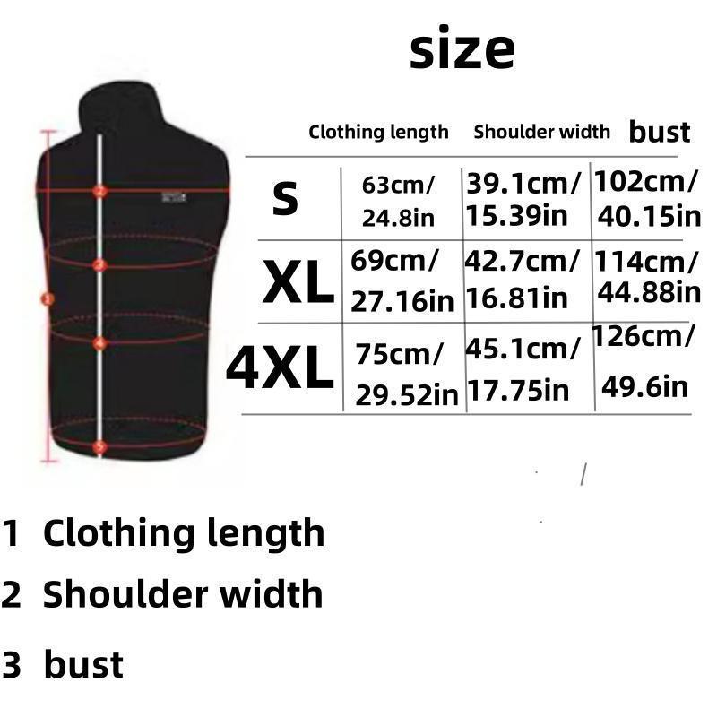 USB Rechargeable Heated Vest, 1 Count 9 Heating Zones Smart Electric Heating Vest, Washable Outdoor Heating Vest for Men & Women, Outdoor Sports Accessories