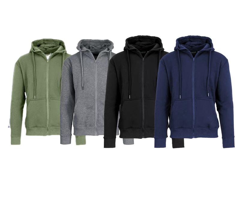 3 PACK: Men's Heavyweight Fleece Lined Full Zip Hoodie Sweatshirt With Pockets casual hoodie