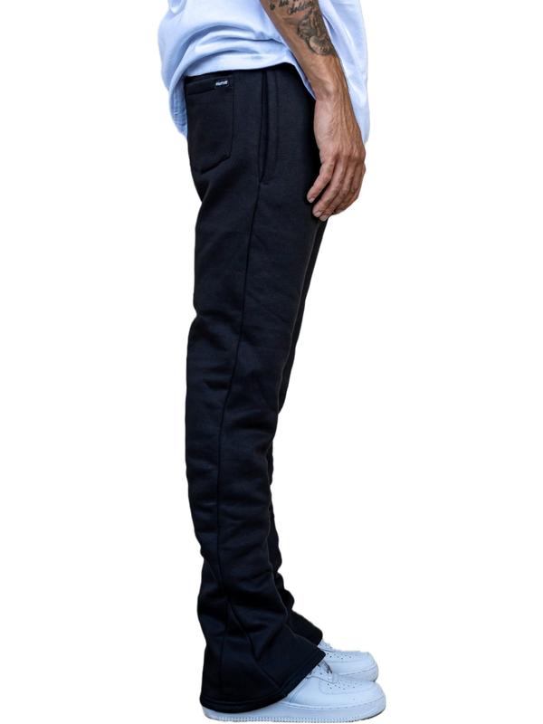 95denim Essentials Stacked Sweatpants Black - Flared Sweatpants Unisex Cotton Stretch Streetwear