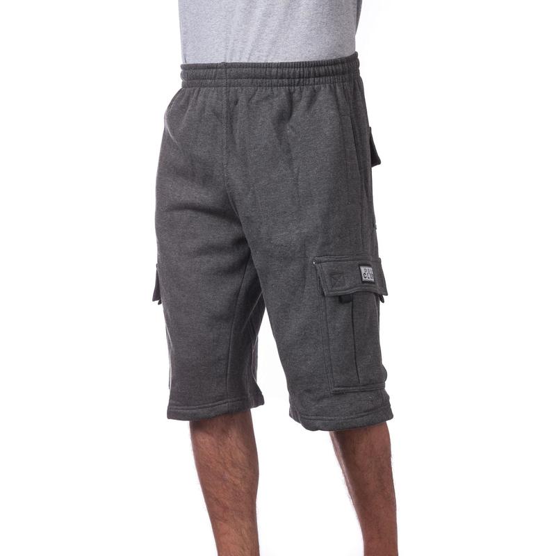 Shorts PROCLUB Men's Heavyweight Cargo Sweat Shorts 6 Pockets Fleece Shorts Pro Club Hip Hop Shorts Casual Sweat shorts Cotton Casual plain