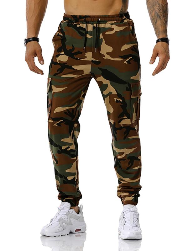 Men's Camo Print Drawstring Waist Jogger Pants, Regular Fit Casual Comfy Flap Pocket Sweatpants for Outdoor Daily Wear, Men's Trousers for All Seasons