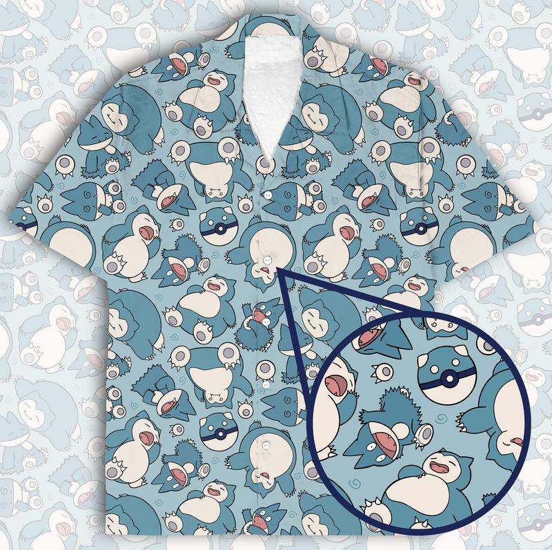 Snorlax Pattern Button Down Tee