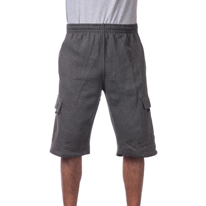 Shorts PROCLUB Men's Heavyweight Cargo Sweat Shorts 6 Pockets Fleece Shorts Pro Club Hip Hop Shorts Casual Sweat shorts Cotton Casual plain