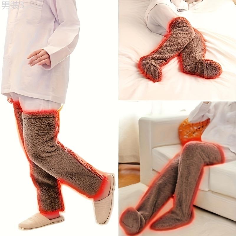 Men's Soft Leg Cushion Sleeves, Over The Knee Thickened Warm Plush Floor Socks, For Winter