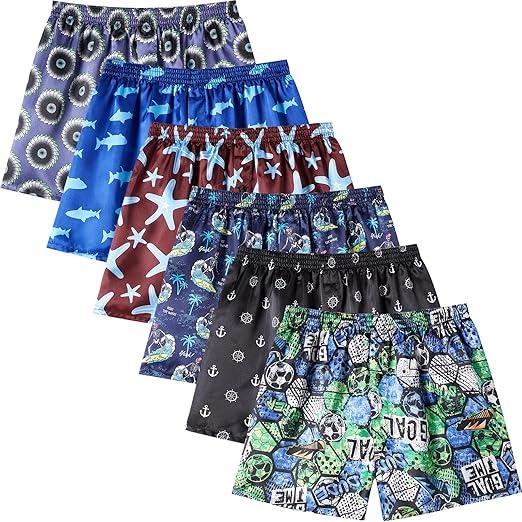 Mens Satin Boxer Shorts Pack, Silk Feeling Sleep Shorts Underwear with Button Fly, Silky Pajama Bottoms for Men. Menswear Day Soft