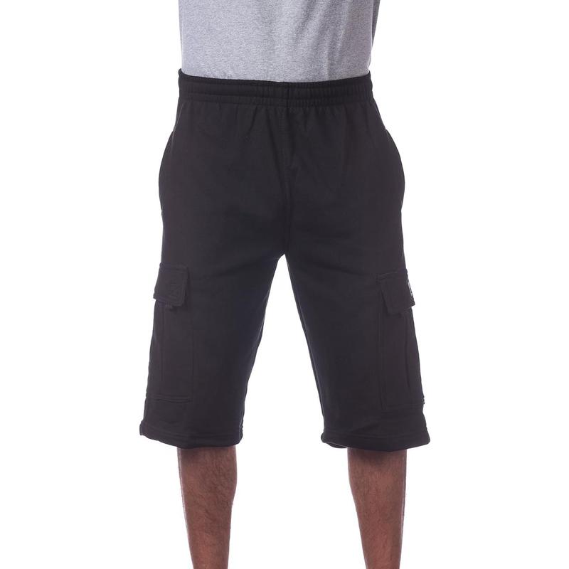 Shorts PROCLUB Men's Heavyweight Cargo Sweat Shorts 6 Pockets Fleece Shorts Pro Club Hip Hop Shorts Casual Sweat shorts Cotton Casual plain