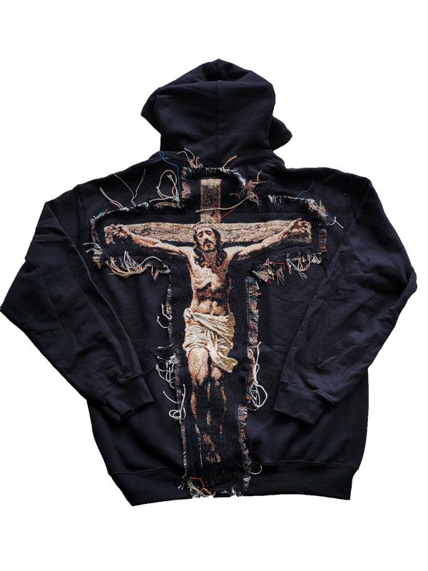 Jesus Tapestry Hoodie Patch Handmade Lagarme, Christian hoodie, Holy Comfy Menswear jesus Sweaters Tops