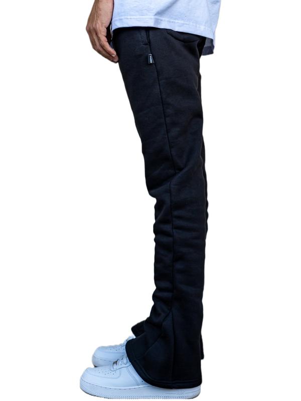 95denim Essentials Stacked Sweatpants Black - Flared Sweatpants Unisex Cotton Stretch Streetwear