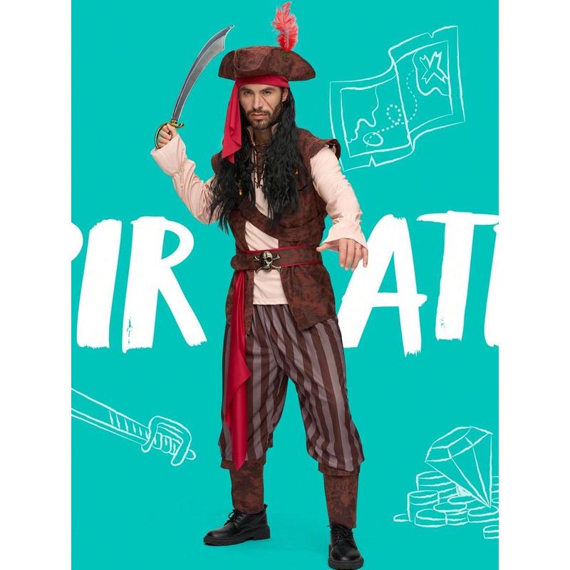 FASHION   6FASHION   SYNCFUN Mens Caribbean Pirate Halloween Costume Adult Sea Captain Robber Costume For Halloween Dress Up Party, Cosplay Party