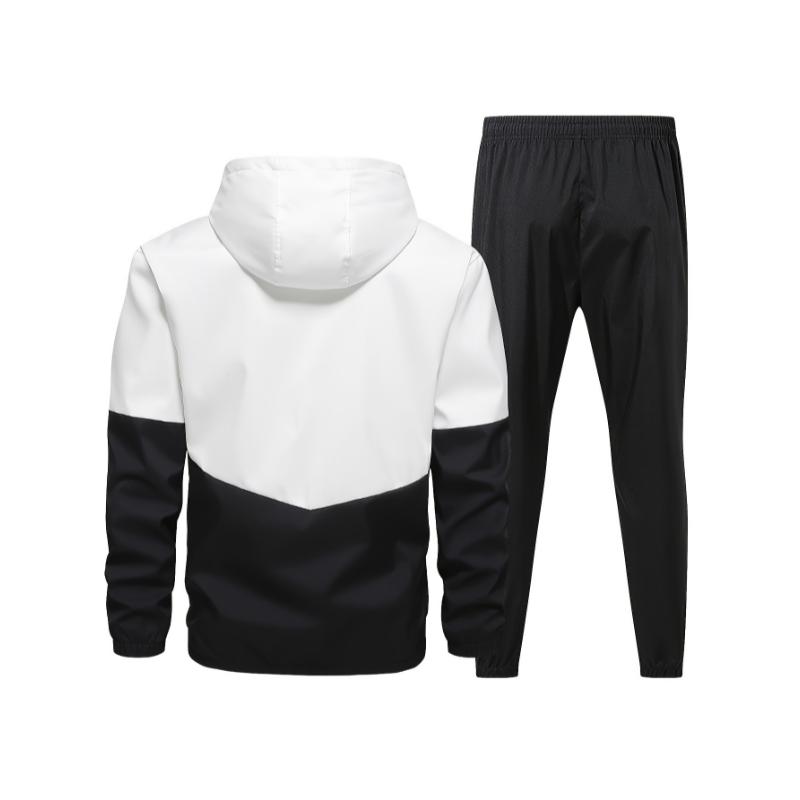 Men's 2-Piece Sportswear Set, Contrast Color Hoodie Jacket And Solid Sports Pants, Casual And Trendy Set For Outdoors And Sports Wear snowboarding outfit Clothing Menswear