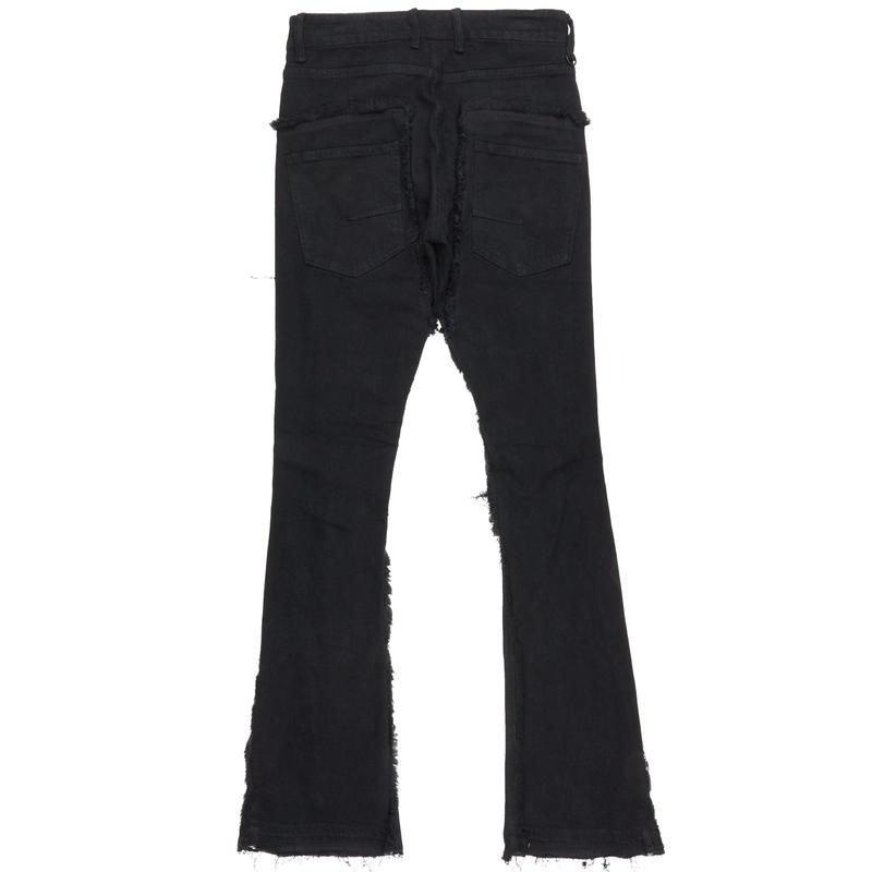 Falcko Jet Black Stacked Flare Jean