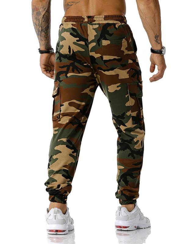 Men's Camo Print Drawstring Waist Jogger Pants, Regular Fit Casual Comfy Flap Pocket Sweatpants for Outdoor Daily Wear, Men's Trousers for All Seasons