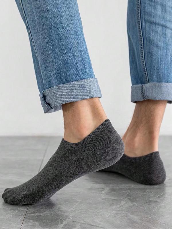 Men's Solid Invisible Socks, Casual Low Cut  Socks, Soft Comfy Breathable Socks for All Seasons Daily Wear