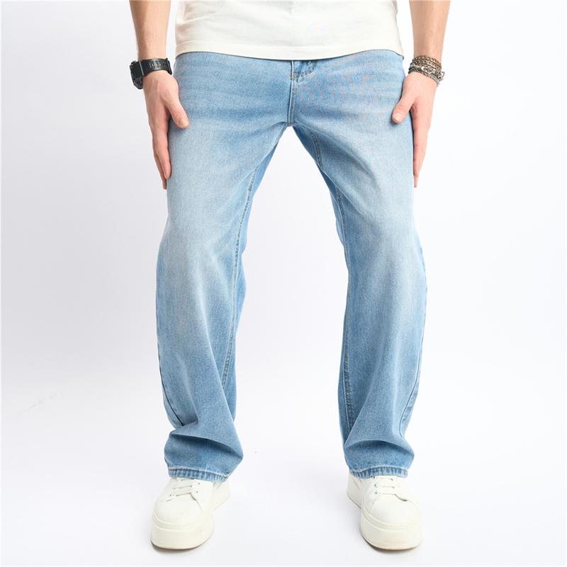 New Men Simple Style Solid Loose Jeans Trousers Streetwear Male High Quality Casual Jogging Straight Denim Pants