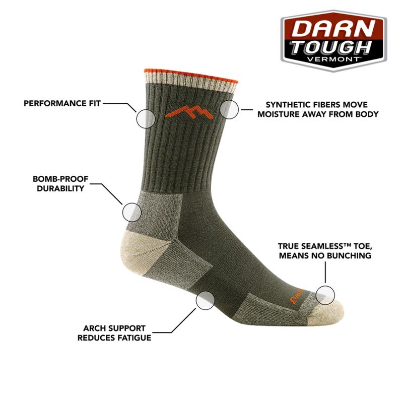 Darn Tough Merino Wool Socks (Black, Olive) | Size M, L, XL | Micro Crew Cushion and Boot Sock Cushion Socks | Adventures, Everyday Use