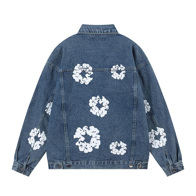 24ss Cross-Border European and American Fashion Brand Kapok Full Printed Denim Jacket Men's and Women's Same High Street Couple Denim Jacket