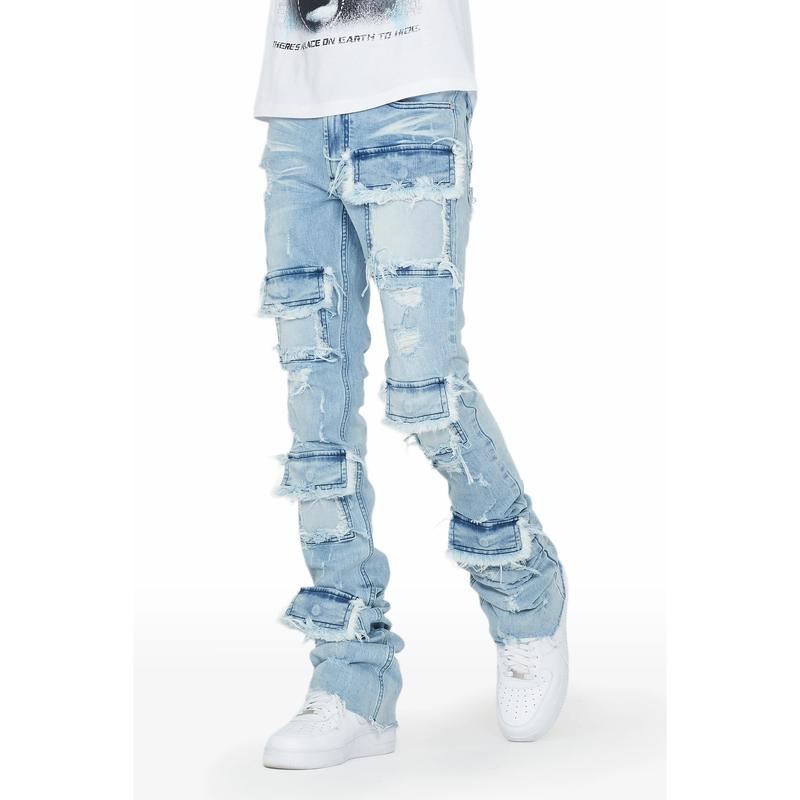 Petrus Blue Super Stacked Flare Jean