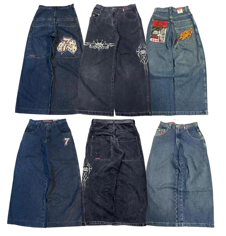 Y2k Street Vintage Embroidery Jeans JNCO West Coast Workwear Rap Style Loose Large Size Clothing Men's Gothic Harajuku Trousers Pants