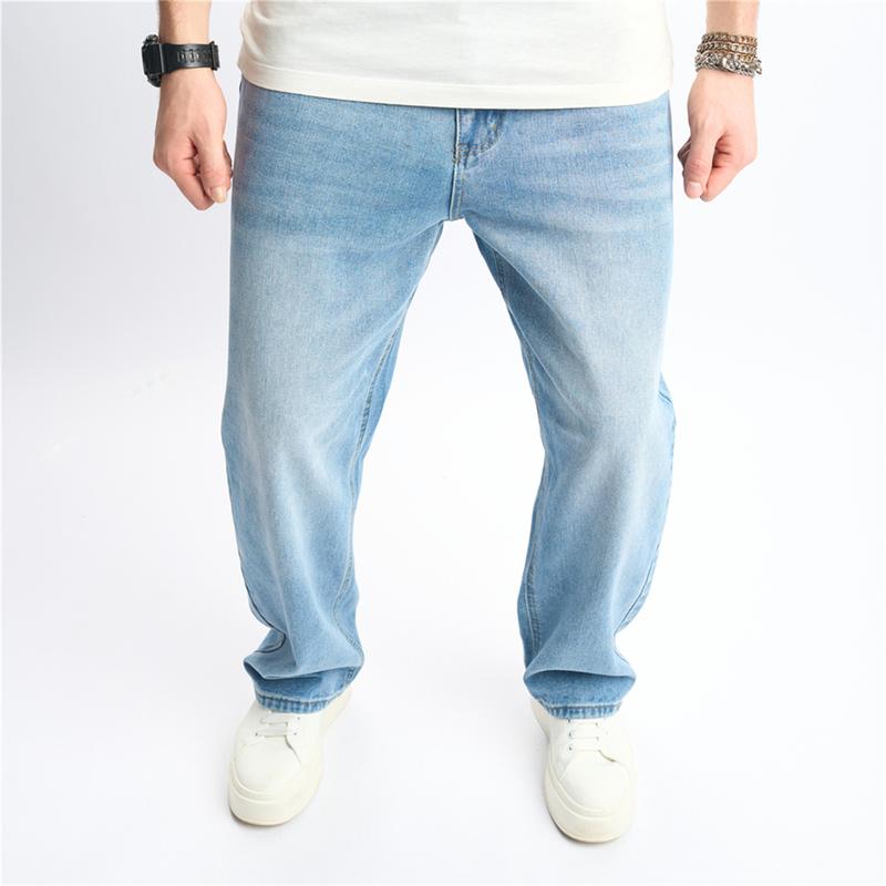 New Men Simple Style Solid Loose Jeans Trousers Streetwear Male High Quality Casual Jogging Straight Denim Pants