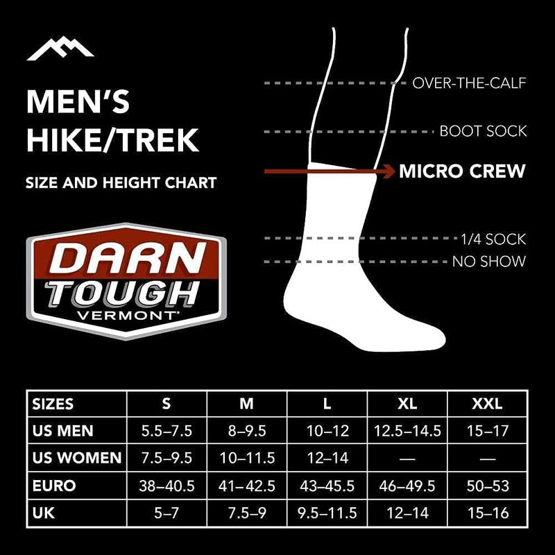 Darn Tough Merino Wool Socks (Black, Olive) | Size M, L, XL | Micro Crew Cushion and Boot Sock Cushion Socks | Adventures, Everyday Use