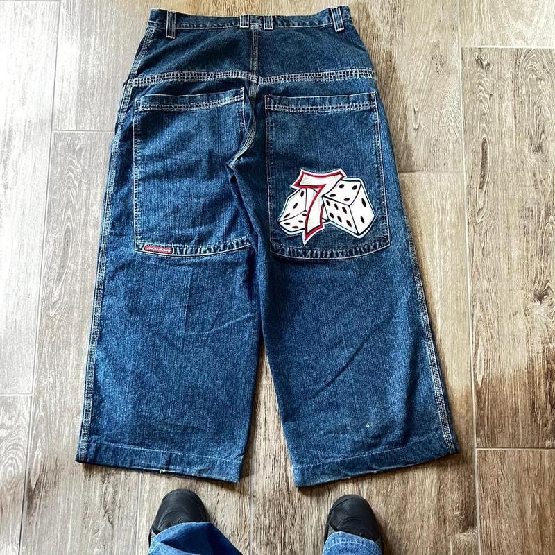 Y2k Street Vintage Embroidery Jeans JNCO West Coast Workwear Rap Style Loose Large Size Clothing Men's Gothic Harajuku Trousers Pants