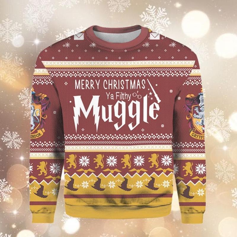 Merry Christmas Muggle Ugly Sweater Potter Christmas Sweater Merry Christmas Muggle Crewneck Hp Fan Gift Wizard World Christmas