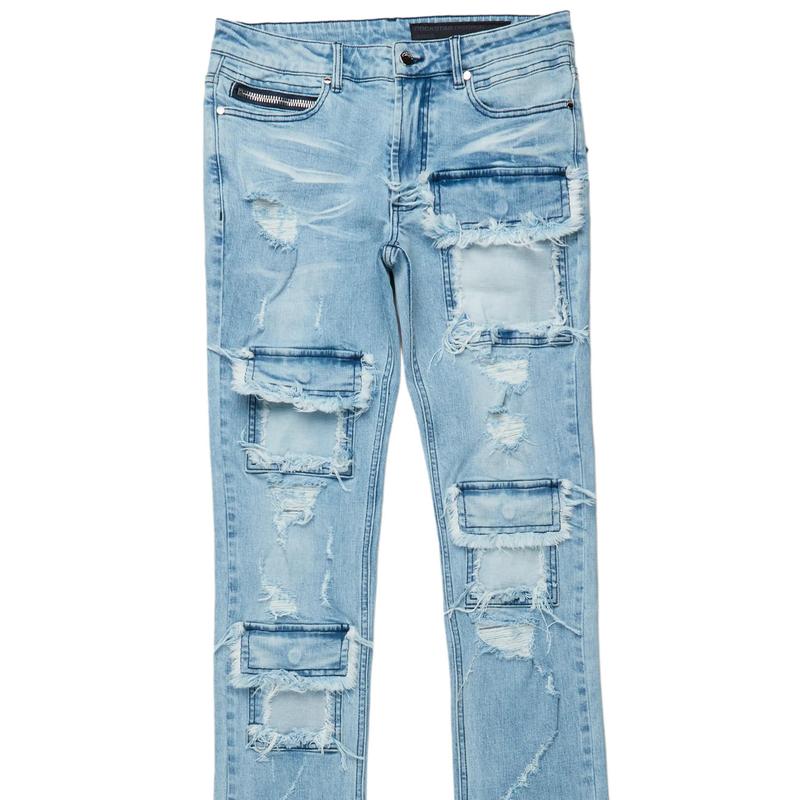 Petrus Blue Super Stacked Flare Jean