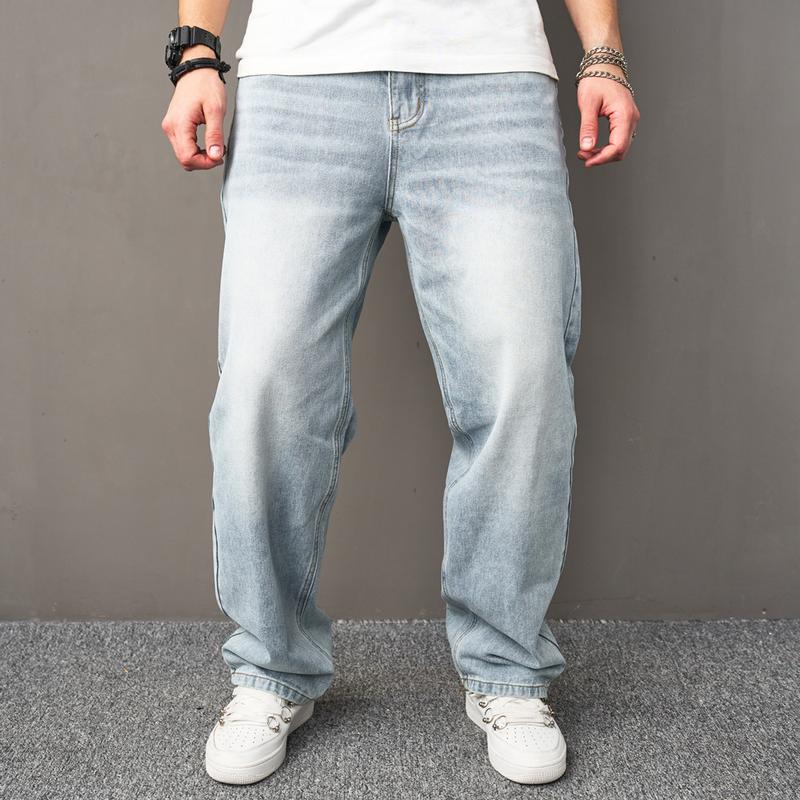 Loose Multiple pockets Distressed Straight  Male Carpenter Stylish Comfortable Cargo Denim Pants Menswear Underwear plain casual men jeans Trouser Streetwear Human Beige