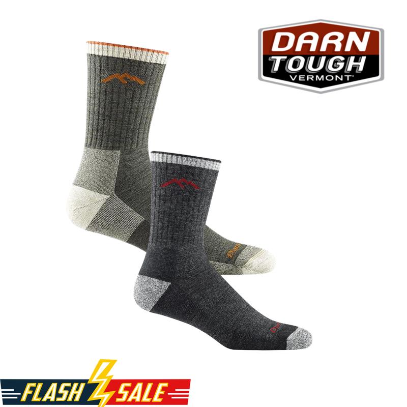 Darn Tough Merino Wool Socks (Black, Olive) | Size M, L, XL | Micro Crew Cushion and Boot Sock Cushion Socks | Adventures, Everyday Use