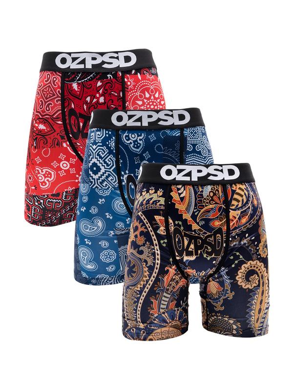 Men's Pop Art paisley Print Boxer Brief, Breathable Comfortable Tape Waist Underwear for Daily Wear, Underwear for Men, Casual Men's Underwear for All Seasons