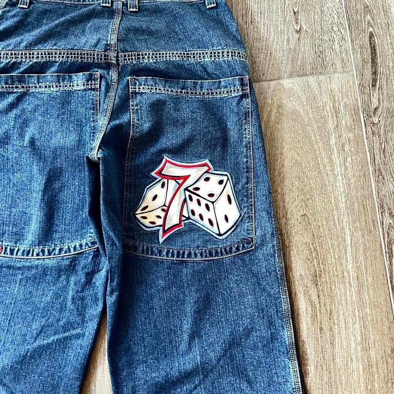 Y2k Street Vintage Embroidery Jeans JNCO West Coast Workwear Rap Style Loose Large Size Clothing Men's Gothic Harajuku Trousers Pants