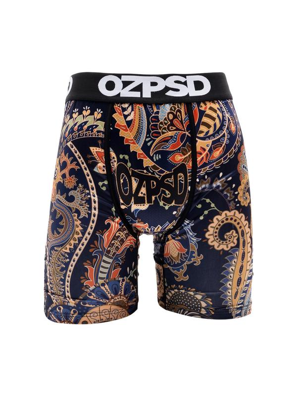 Men's Pop Art paisley Print Boxer Brief, Breathable Comfortable Tape Waist Underwear for Daily Wear, Underwear for Men, Casual Men's Underwear for All Seasons