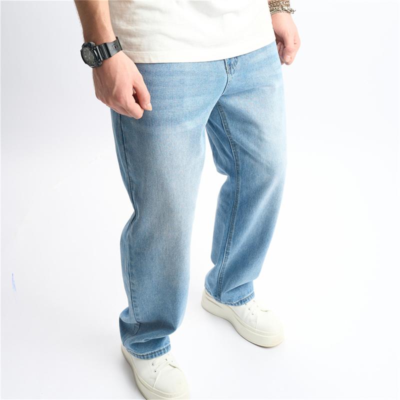 New Men Simple Style Solid Loose Jeans Trousers Streetwear Male High Quality Casual Jogging Straight Denim Pants