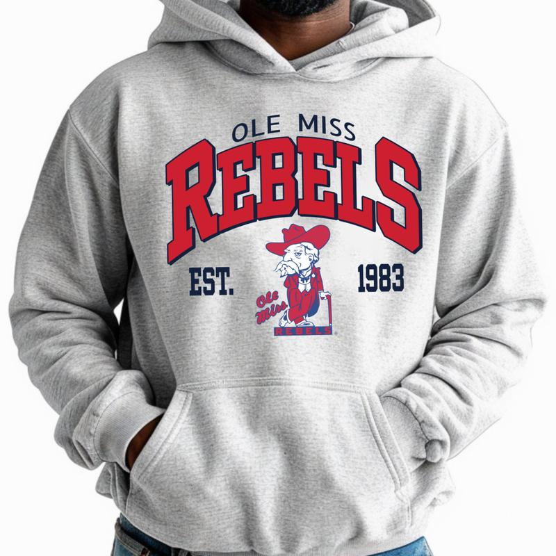 Vintage NCAA College Mascot EST All Sport Teams Sport Grey Unisex Hoodie Streetwear Top Sports Classic Sweater Pullover Long Sleeve Sweatshirts Christmas t shirt