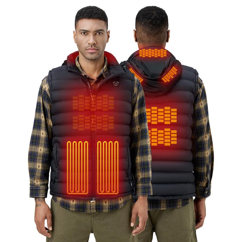 iHood Men's Heated Vest with 7.4V 14400 mAh Battery Pack, Heated Vest Men with Retractable Heated Hood Washable Heated Jackets for Men Menswear Tops