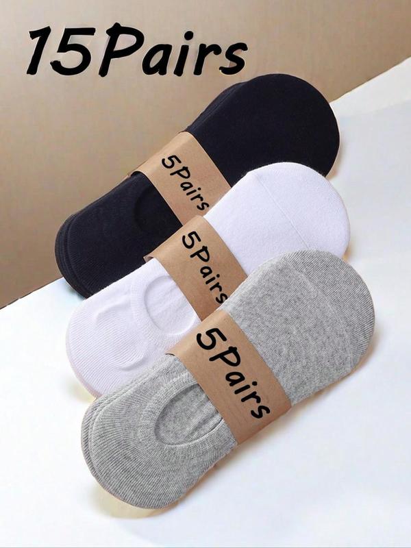 Men's Solid Invisible Socks, Casual Low Cut  Socks, Soft Comfy Breathable Socks for All Seasons Daily Wear