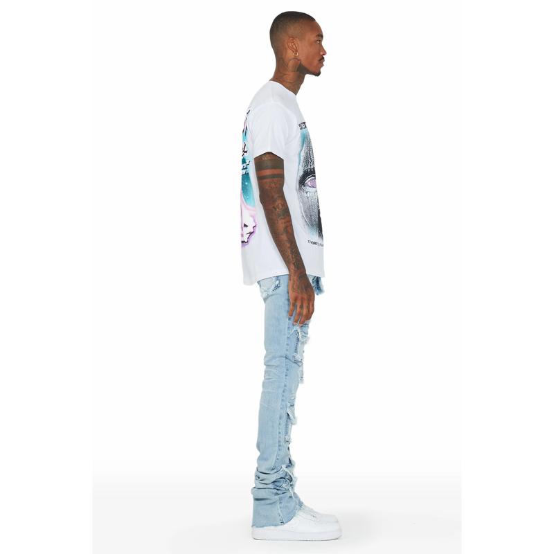 Petrus Blue Super Stacked Flare Jean