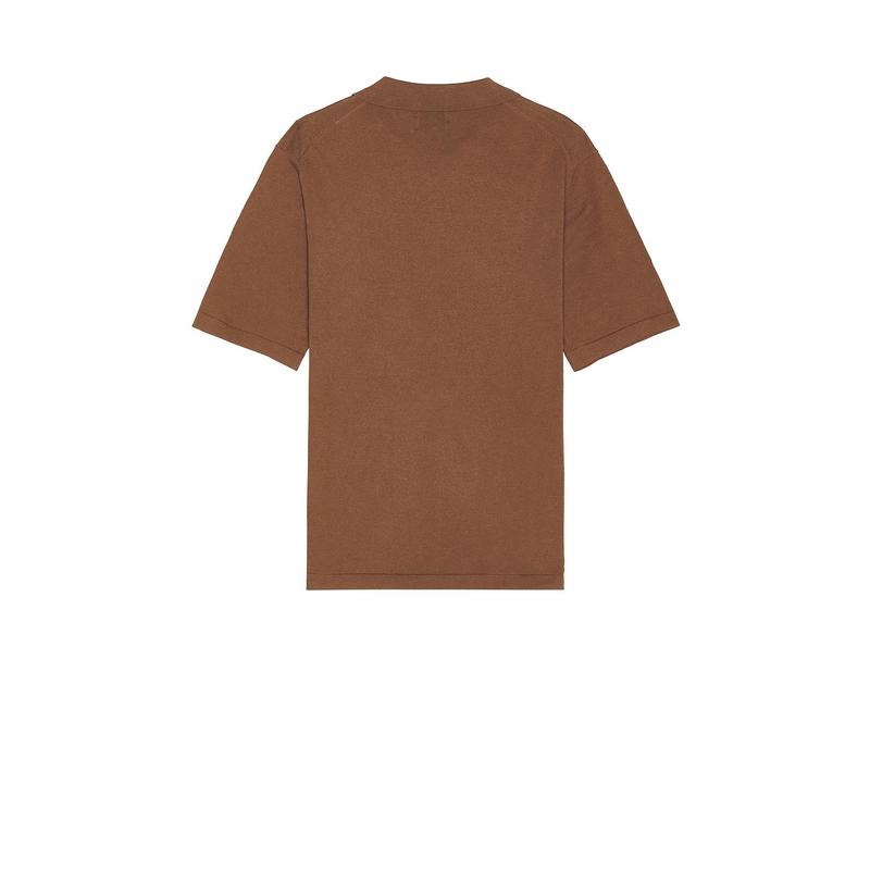 Rhythm Essential Knit Short Sleeve Polo in Brown