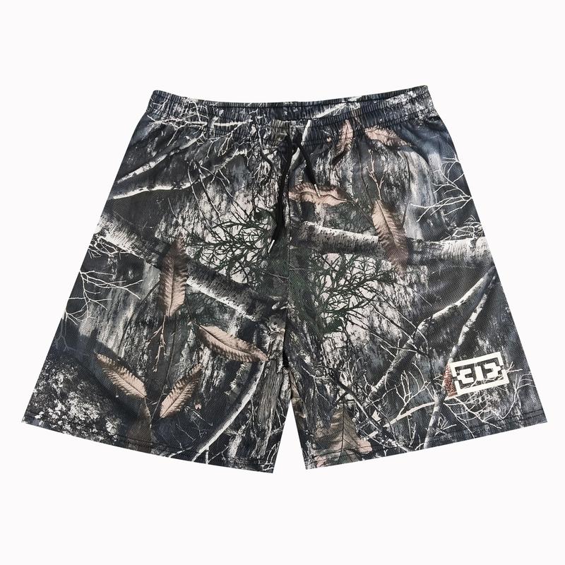 5 Inches Print Camo Shorts Tropical Casual Mesh Chic Fitted Trend Mid Waist Shorts  Y2K Forest Streetwear, Breathable Polyester