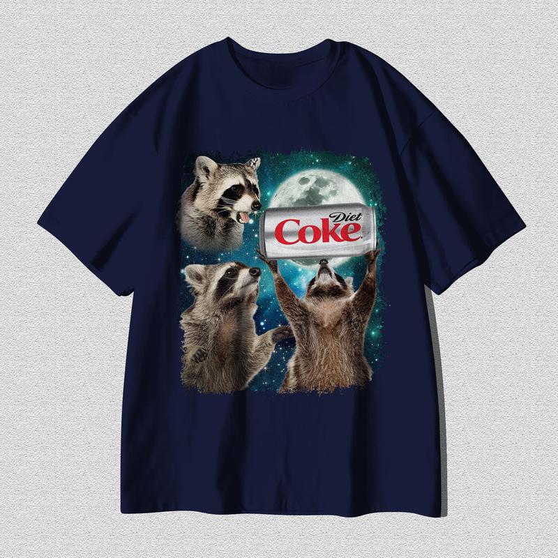 Funny Meme, Three Raccoons Diet Coke Vintage Graphic Tshirt, Retro Moon Tshirt, Raccoon Lovers, Funny Raccon Tee, Oversized Washed, Raccoon Gifts