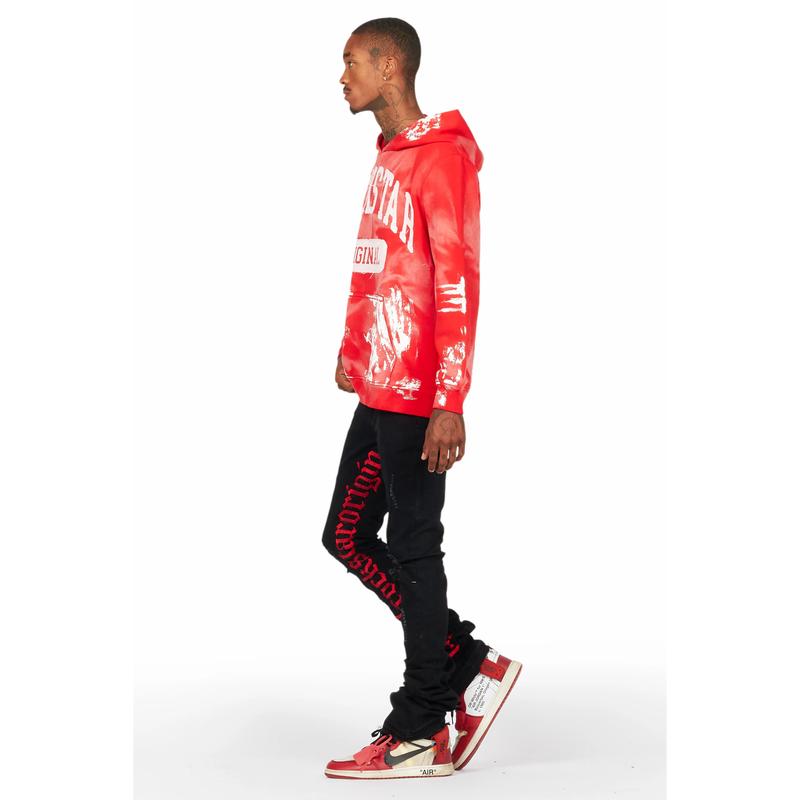 Karlo Red Hoodie Super Stacked Flare Jean Bundle