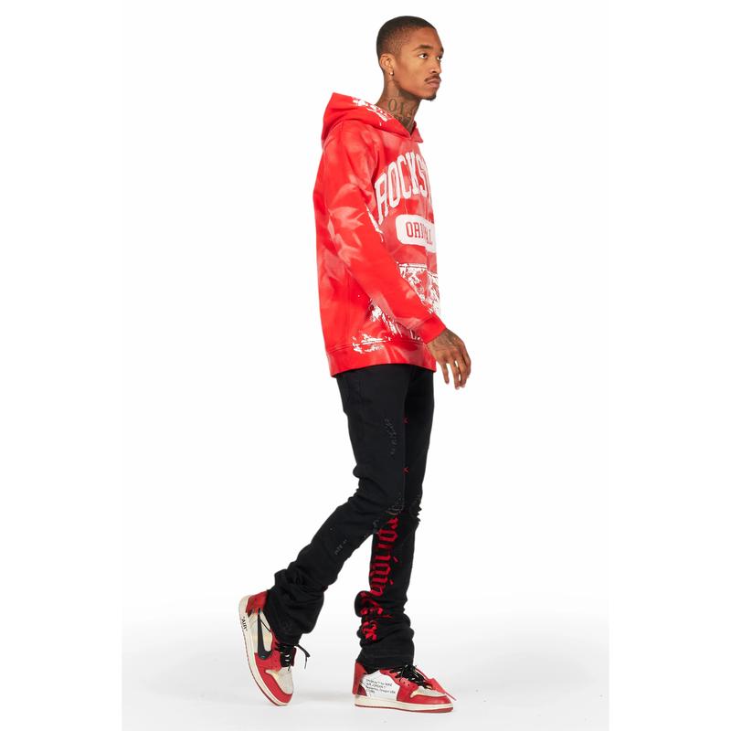 Karlo Red Hoodie Super Stacked Flare Jean Bundle