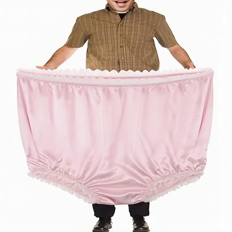 Giant Funny Underwear Gag Gift, Pink Lace Trim, Joke Present for Men and Women, Oversized Silly Novelty Granny Panties for Laughter-Filled Pranks and Parties, Appropriate