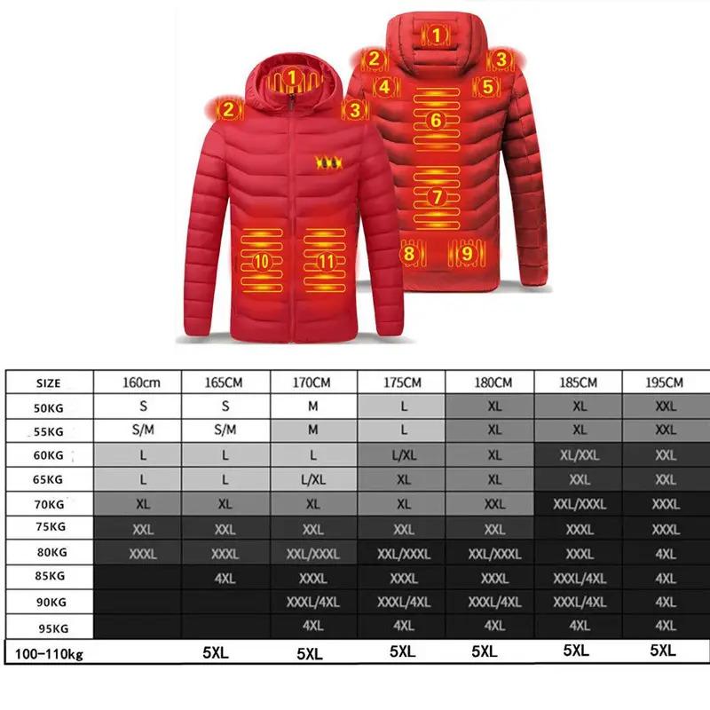 2021 NWE Men Winter Warm USB Heating Jackets Smart Thermostat Pure Color Hooded Heated Clothing Waterproof Warm Jackets