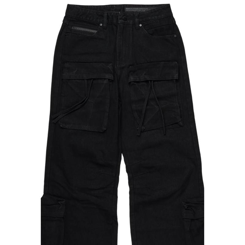 Cazer Black Baggy Fit Cargo Jean