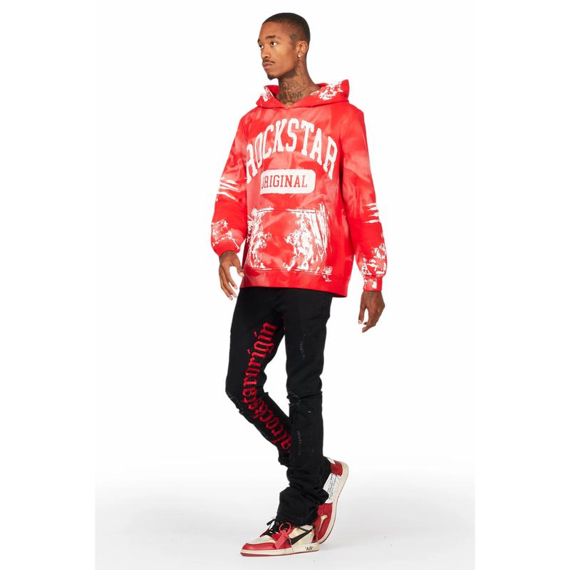 Karlo Red Hoodie Super Stacked Flare Jean Bundle