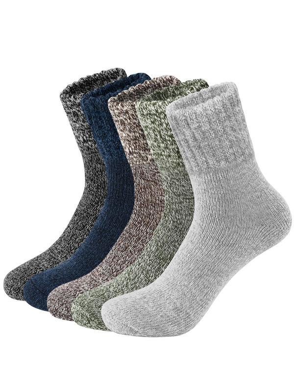 Men's Solid Mid-calf Socks, Casual Comfortable Breathable Socks for Daily Outdoor Wear, Men Socks for All Seasons