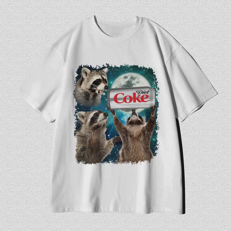 Funny Meme, Three Raccoons Diet Coke Vintage Graphic Tshirt, Retro Moon Tshirt, Raccoon Lovers, Funny Raccon Tee, Oversized Washed, Raccoon Gifts